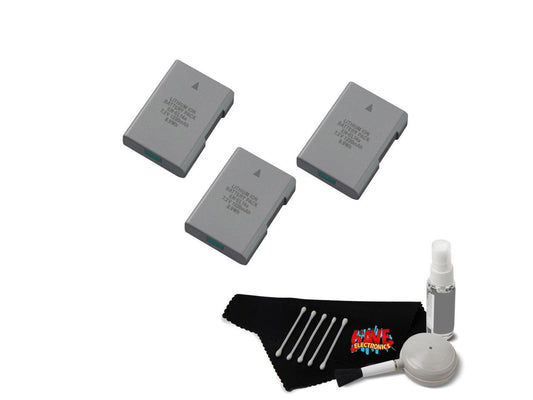 (3) EN-EL14A Rechargeable Li-Ion Battery + MicroFiber Cloth + Deluxe Cleaning Kit